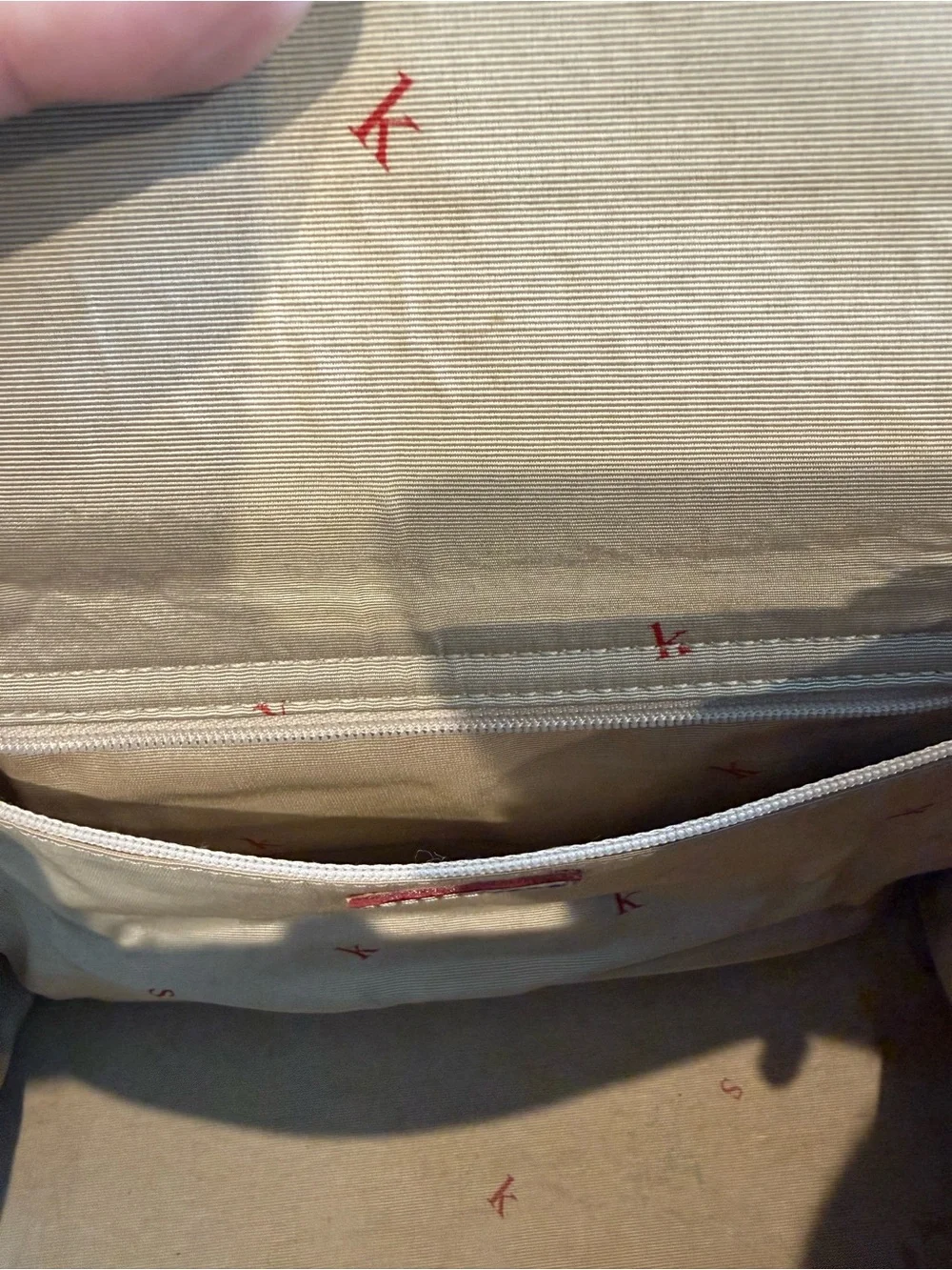 Vintage 90s Kate Spade Canvas Striped Tote Shoulder Bag Red Leather Trim